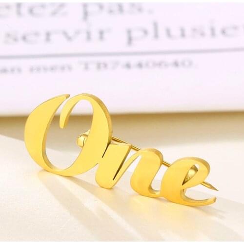 Custom Personalized Stainless Steel Name Nameplate Lapel Pin Brooch Customized Fashion Gold Brooches for Women Men Party Jewelry