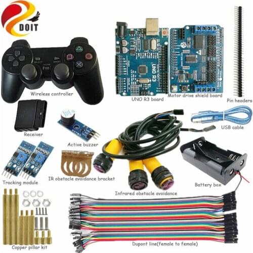 DOIT Wireless handle Control Track Kit with UNO R3 Board+Motor Drive Board+IR Obstacle Avoidance for Arduino robot tank rc car