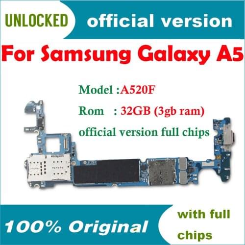 Motherboard for Samsung Galaxy A5 A520F Original unlocked For Galaxy A5 A520F Mainboard full chips logic board Free Shipping