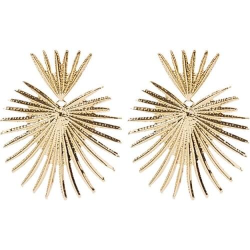 Fashion Exaggerated Fan Shaped Irregular Earrings Creative Female Gold Color Earring Accessories Elegant Party Jewelry Gifts