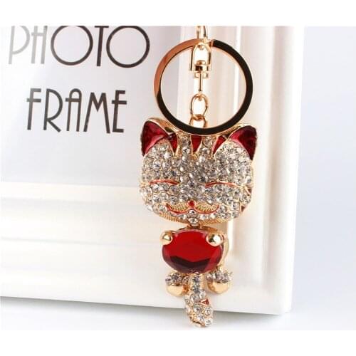 Money Cat Fashion Keyring Cute Crystal Charm Pendant Car Key Ring Bag Chain Jewelry Gift New Design Lovely Accessories