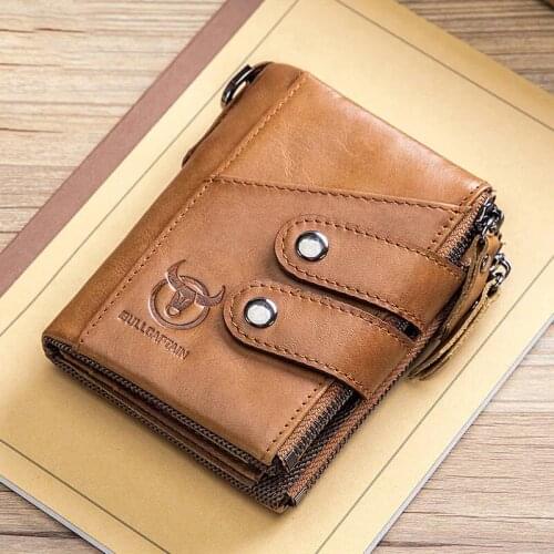 TopFight 2021 Original Bullcaptain Leather Wallet Men Passport Holder Coin Purse Male Short Wallet High Quality Wallet