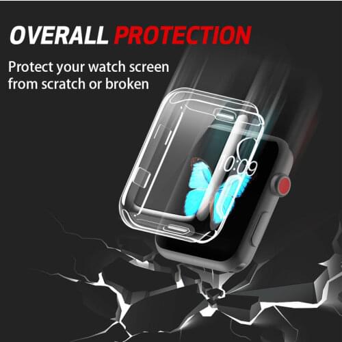 Soft cover case For Apple Watch band 44mm 40mm/42mm/38mm iwatch band Ultra-thin Clear cover for apple watch series 6 5 4 3 case