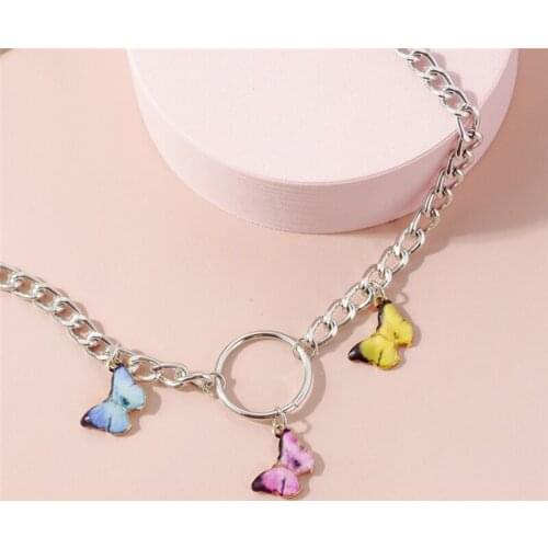 2020 New Arrival Butterfly Pendant Choker Necklace INS Fashion Colors Butterfly Necklaces For Women Jewerly Gift