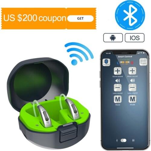 APP Control Rechargeable Digital Hearing Aids Bluetooth Mini OE Open Fit Sound Amplifier Wireless Hearing Aids Work with Phone