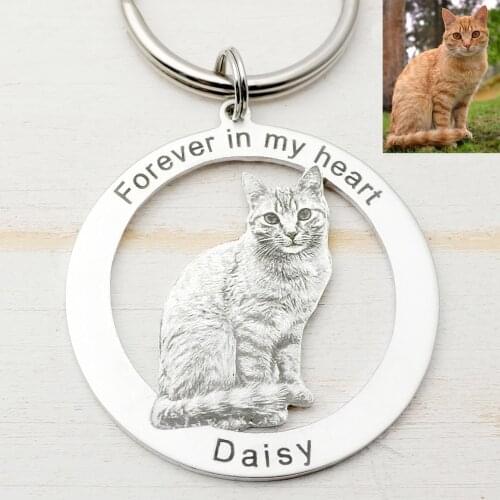 Personalized Pet Keychain Dog Cat Picture Keyring Customize Photo Key Chain Dog Pet Memorial Key Ring Pet Lover Gift for Her
