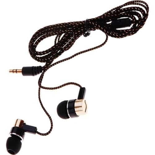 Portable Universal 3.5mm Braided Heavy Bass In-Ear Wired Music Earphone For Phone