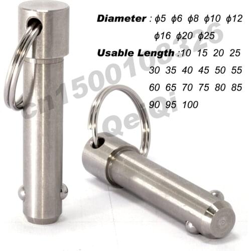 Spring Pins,QUICK RELEASE PINS,ball lock pins,stainless steel pin dia 5/6/10/12/16/20,usable length 10~100mm