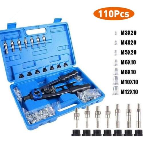 Hand Threaded Rivet Nuts Guns with nuts 605 606 for M3/M4/M5/M6/M8/M10 Nut Double Insert Manual Riveter Riveting Rivnut Tool