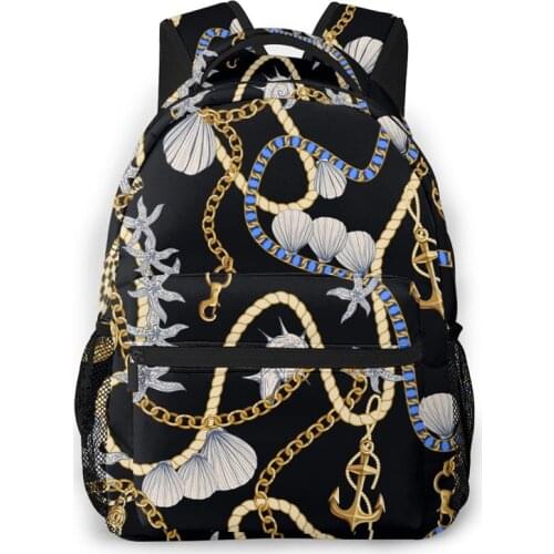 WHEREISART Women Backpack With Multiple Using Children Female School Bag Girls Mochila Black Mujer Golden Baroque Pattern 2021