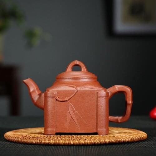 Special price Yixing purple clay pot pure manual slope mud Sifang bamboo pot authentic family kungfu tea pot new product
