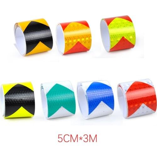 300*5cm Car Safety Mark Reflective Arrows Strip Stickers Warning Light Reflector Protective Sticker Warning Tape Reflective Film