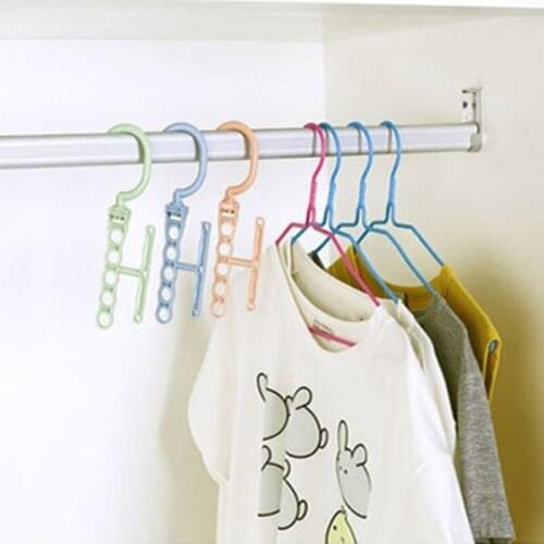 Coat Cloth hangers for clothes Creative rotating handle 5-hole windproof hanger baby Kids wardrobe classification organizer