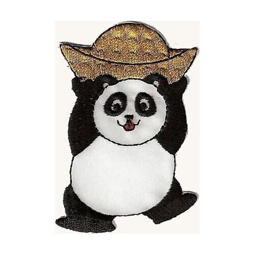 Embroidery Lovely Panda Patches Personalized Cloth Labels Twill with Flat Border and Iron On Backing Accept Custom MOQ50pcs