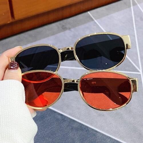 Womens Sunglasses 2021 Fashion Vintage Oval Frame Black Glasses Luxury Designer Men Decorative Glasses for driving a car UV400