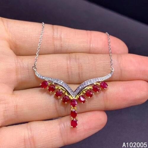 KJJEAXCMY Fine Jewelry 925 Sterling Silver inlaid Natural ruby Female new Pendant Necklace noble Support test hot selling
