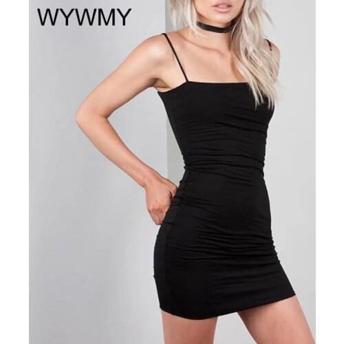 WYWMY Sexy Dress Women Spaghetti Strap Dress Female High Waist Sheath Club Dress For Women Short Summer Mini Sleeveless Vestido