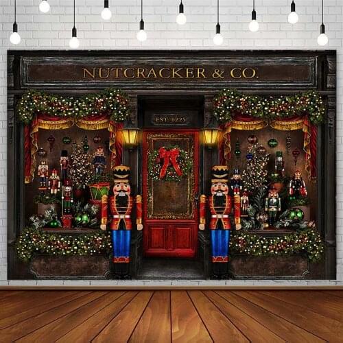 Winter Christmas Backdrop Gift Shop Garland String Light Baby Portrait Photography Background Photo Studio Photozone Decor Props