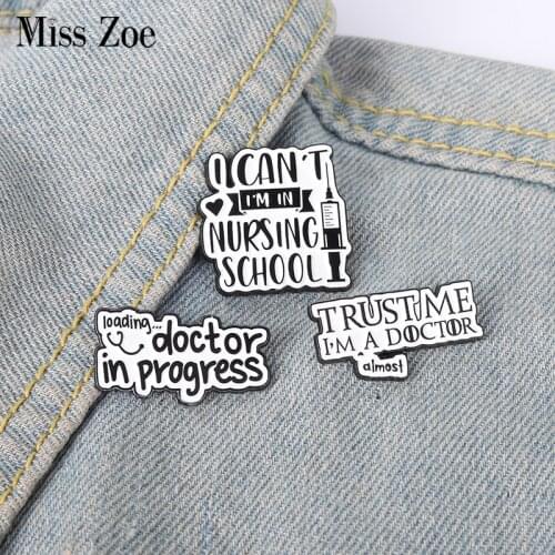 Fun Dialogue Doctor Nurse Enamel Pins Custom Medical Hospital Brooch Lapel Badge Bag Cartoon Jewelry Gift for Kids Friends