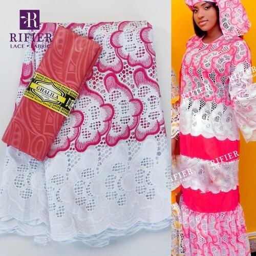 2.5+2.5 Yards Dry Lace With Bazin Riche Fabric Swiss Voile Lace In Switzerland 2020 High Quality Basin Fabric Dry Lace Material