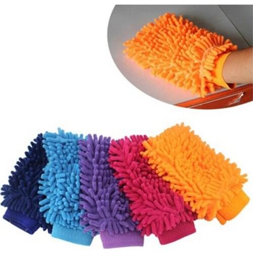 2 In 1 21*15CM Ultrafine Fiber Chenille Microfiber Car Wash Glove Mitt Soft Mesh Backing No Scratch For Car Wash And Cleaning