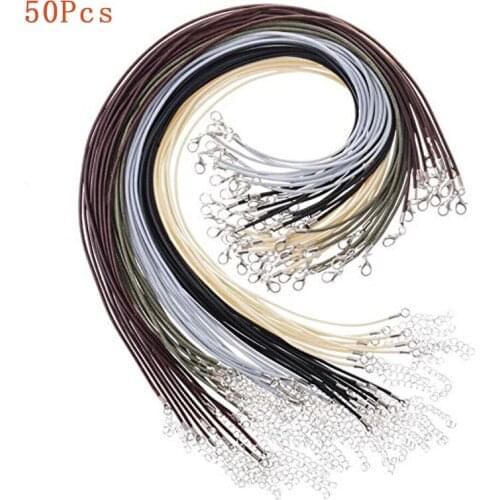 50Pcs Necklace Cord with Clasp Bulk for Necklace Bracelet Jewelry Making Wholesale Wax Rope Cord Necklace Chain DIY String Strap