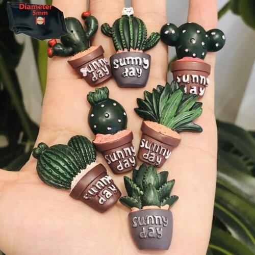 7PCS Resin Cute Cartoon Fridge Magnetic Sticker Kawaii Cactus Succulent Plants Potted Plants Refrigerator Magnet Office Supplies