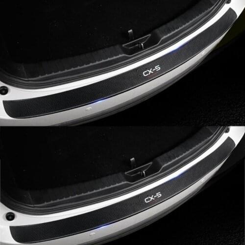 For Mazda CX5 CX 5 2017 2018 2019 2020 2021 Accessories Carbon Fiber PU Rear Bumper Protector Plate Exterior Cover Trim