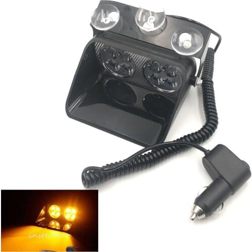 8 LED Car Strobe Light Viper Car Windshield Flash Signal Emergency Fireman Police Beacon Warning Light Amber 12V Yellow