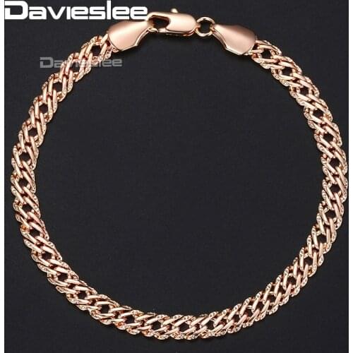 Davieslee Bracelet For Women Light Rose Gold Filled Venitian Chain Womens Bracelet 5mm 18-23cm DGB428