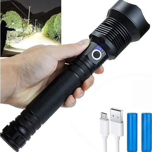 C2 Rechargeable LED flashlight Tactical Super Bright 3 modes Scalable Waterproof Flashlight for Camping Emergency Lantern Torch