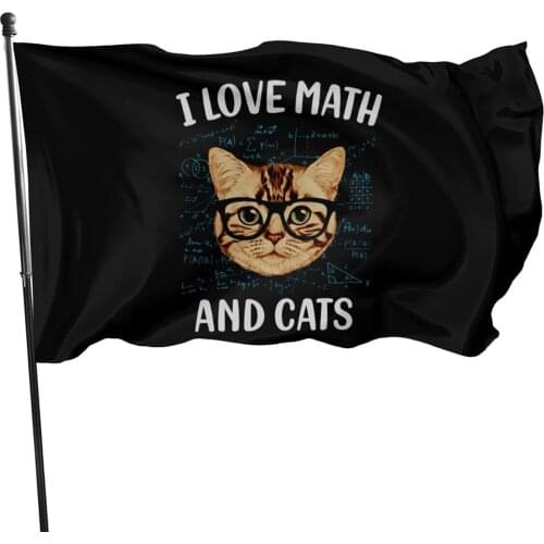 I Love Math And Cats Flags 3x5 Outdoor Colorfast Uv Resistant Polyester Outdoors Flag