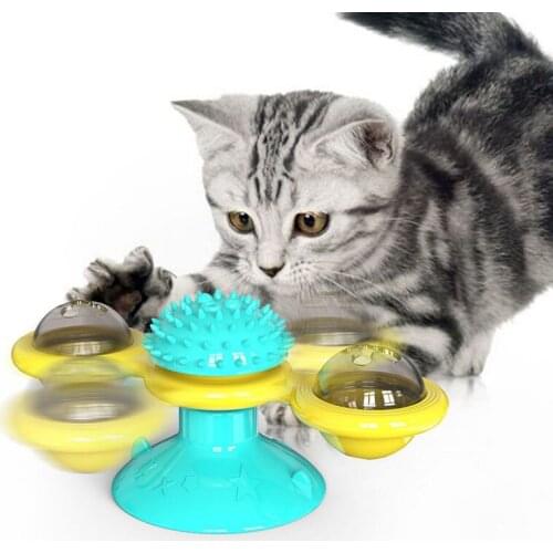 Pet Toys For Cats Interactive Puzzle Training Turntable Windmill Ball Whirling Toys For Cat Kitten Play Game Cat Supplies