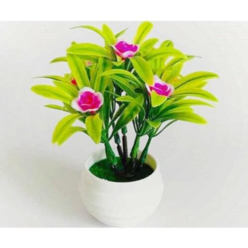 Artificial Plant Pot Hibiscus Flower Hotel Garden Decor Plastic Colorful Imitation Flower Pot for Home