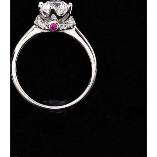 Crown Moissanite Rings Women Ruby Sterling Silver Engagement Ring 1ct D Color VVS1 Moissanite with Certificate