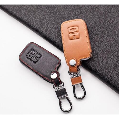 Carrying leather car remote key case For Toyota Auris Camry RAV4 Avalon Yaris Verso 2012-2018 2 buttons car wallet