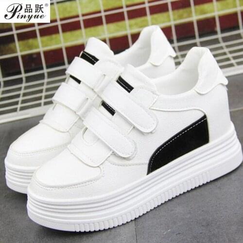 2018 New Fashion Shoes Woman Casual High Platform Solid Color PU Leather Letter Women Casual White Shoes Sneakers Breathable