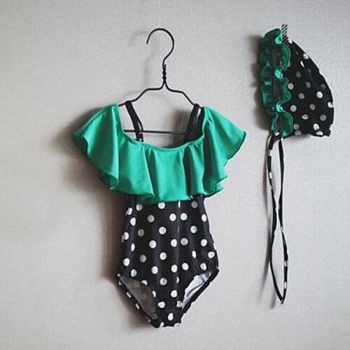 Kids Girls Swimable Baby Girl Swimsuit Child Bodysuit+Cap 2pcs Children Swimwear Children Swimsuit Lovely Baby Girls Swim Wear