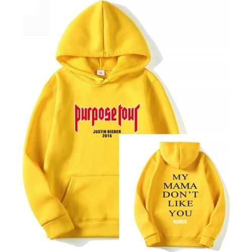 Fashion Brand Design Justin Bieber Purpose Tour Hoodies Pullover Printed Men Women Sport Hip Hop Style Hooded Sweatshirts Tops