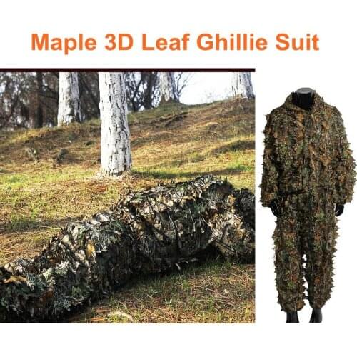New Hunting Clothes Maple 3D Leaf Ghillie Suit Outdoor Woodland Sniper Airsoft Camouflage Clothing Jacket and Pants