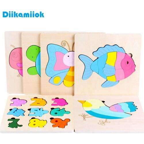 New Hot Sale Baby 3D Wooden Puzzle Wood Jigsaw Memory Training Game Board Baby Montessori Learning Educational Toys for Children