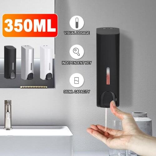 Single 350ml Liquid Soap Dispenser Bathroom Wall Mounted For Kitchen Bathroom Washroom Shower Detergent Shampoo Bottle Hotel