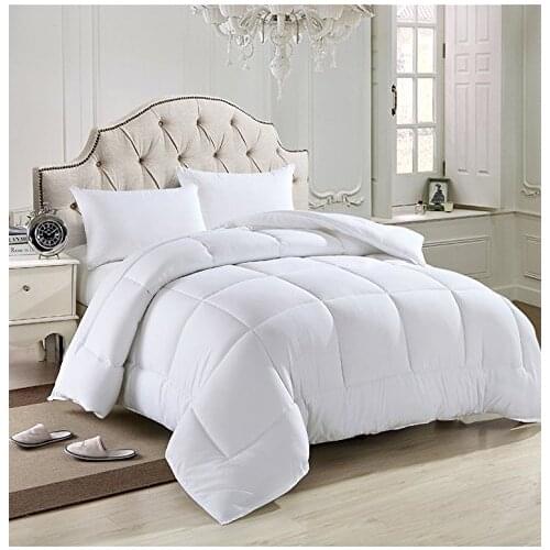 Solid White Home Double Fill Down Alternative Comforter Microfiber Cover Medium Weight for All Season