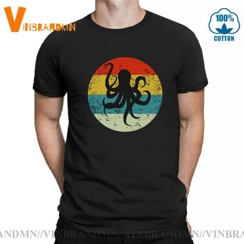 Retro Cuttlefish T-Shirt Novelty Designer T Shirt Men Octopus Gift Tee shirt Funny Geek Swag Steampunk Vintage Octopus Lover Tee