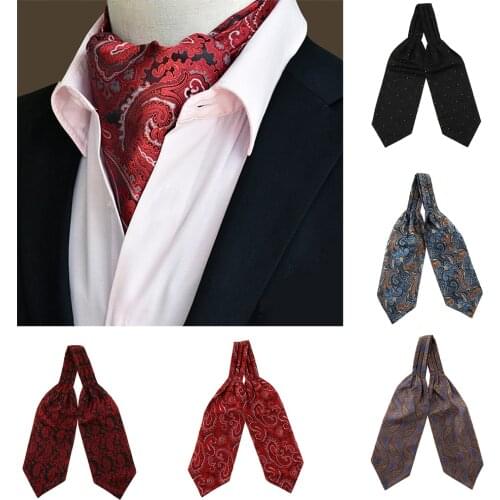 Retro Paisley Floral Jacquard Cravat Ascot Tie Formal Accessories for Men Gentleman Polyester Silk Neck Tie Suit Wedding