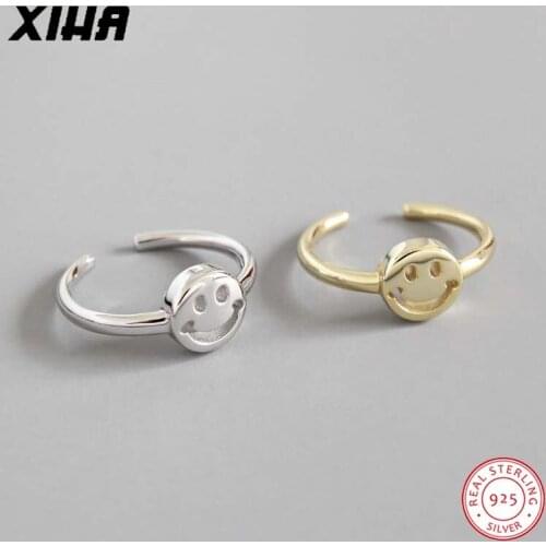 Happy Smiley Face Rings for Women 925 Sterling Silver Ring Minimalistic 2020 Smile Gold Color Stackable Girl Fashion Jewelry