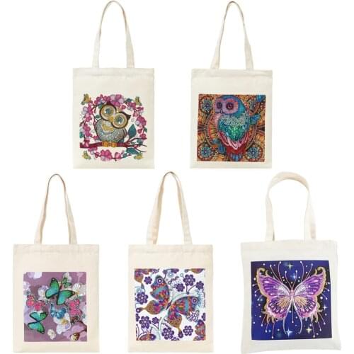 DIY Diamond Painting Handbag Butterfly Tote Bag Rhinestone Art Crafts Diamond Embroidery Cross Stitch Kit Foldable Canvas Bag