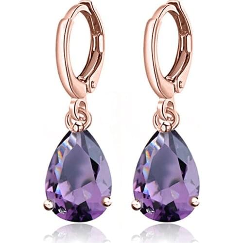 SHUANGR Fashion Crystal Waterdrop Drop Earrings With Hanger Drop For Women Dangle Earrings Ear Jewelry Valentines Day Dating