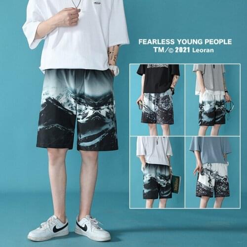Men Beach Short 2021 Summer Breathable Quick Dry Loose Casual All-match Elastic Waist Streetwear Hawaii Printing Shorts Male 5XL