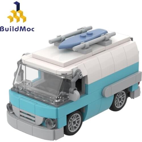 Buildmoc Technical Car Creative Expert Vintage Surfer T2 Camper Van MOC-49536 Compatible 10279 Mini Model Building Blocks Toys